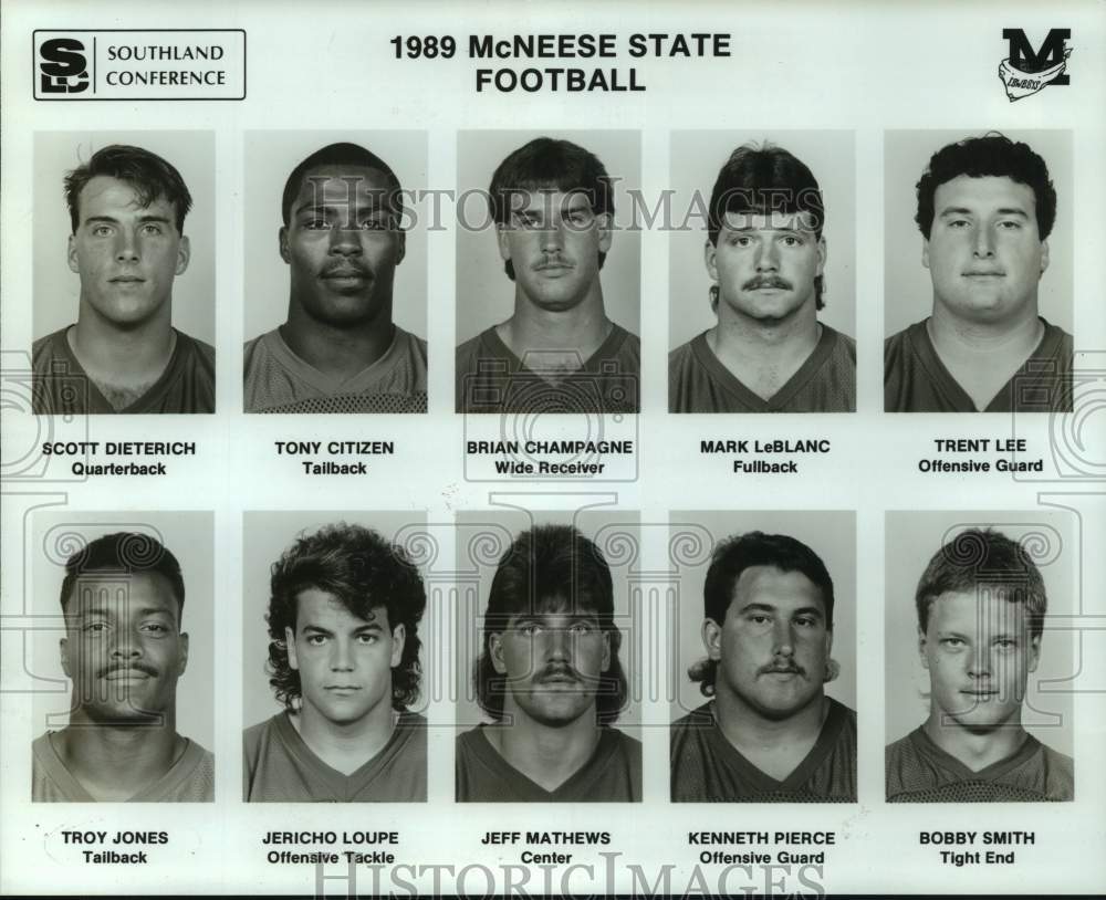 1989 Press Photo McNeese State college football mug shots - nos18638 - Historic Images