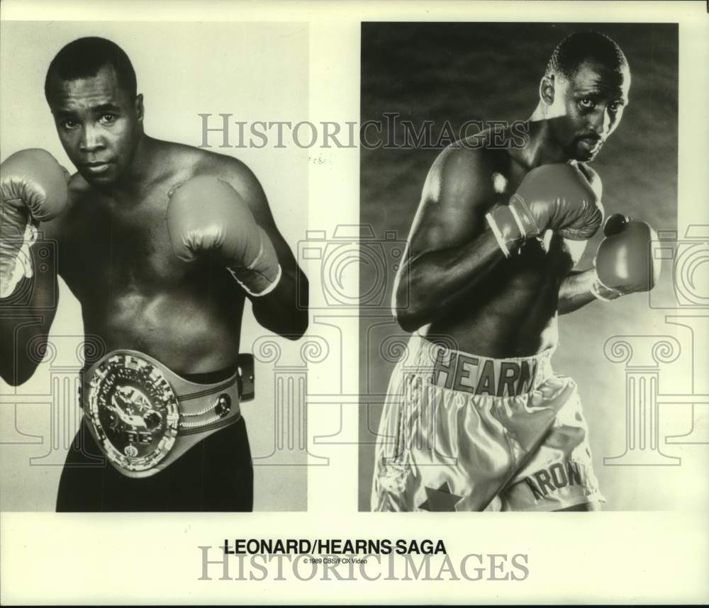 1990 Press Photo Boxers Sugar Ray Leonard and Thomas Hearns - nos18909- Historic Images