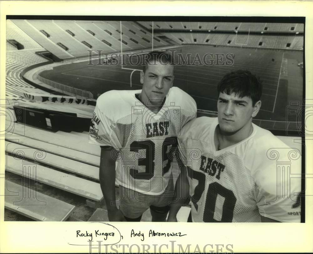 1989 Press Photo East football players Rocky Kingrey and Andy Abramowicz- Historic Images