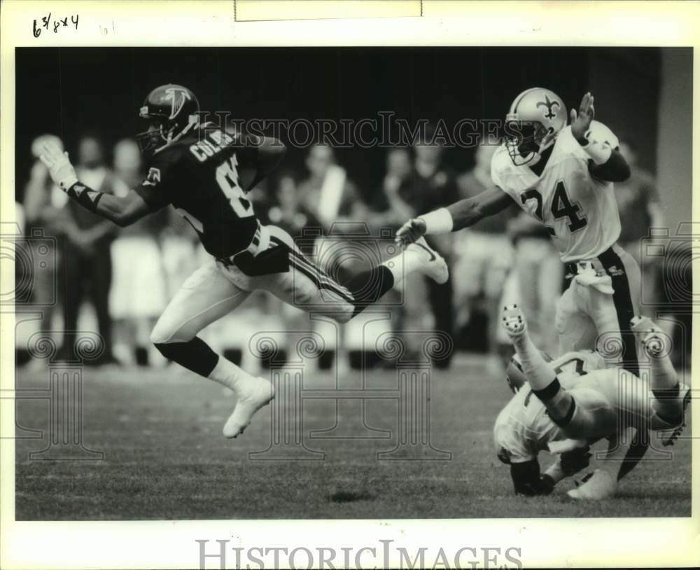 1990 Press Photo New Orleans Saints football player Milton Mack vs. Atlanta - Historic Images