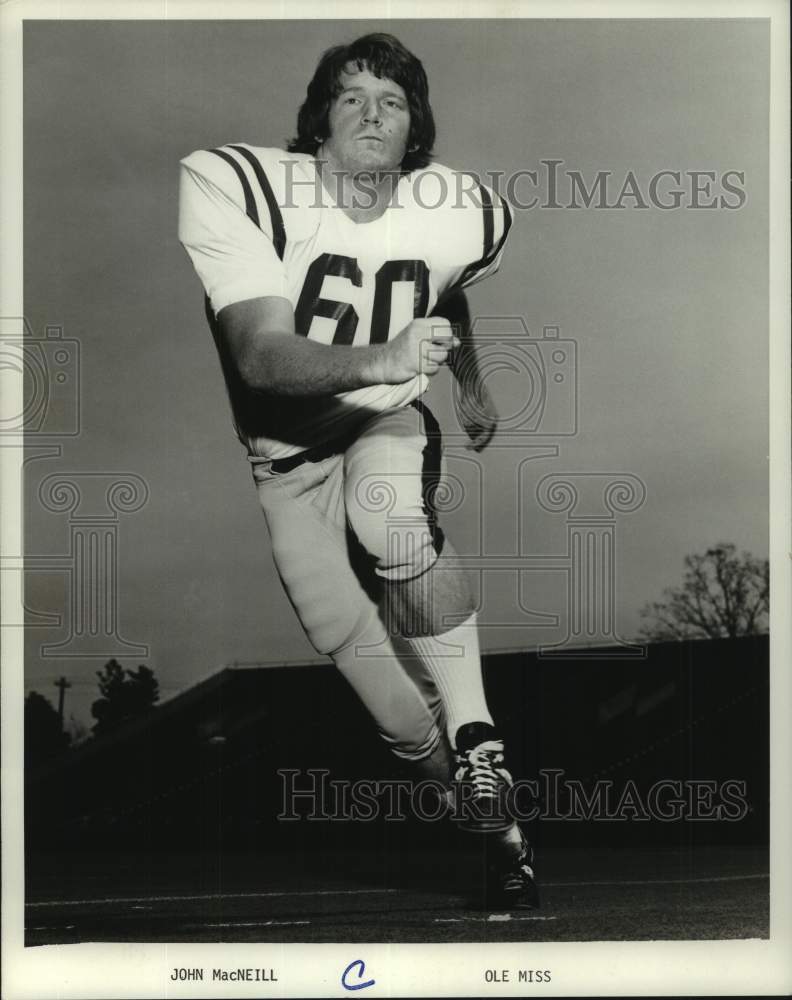 1974 Press Photo University of Mississippi football player John MacNeill poses- Historic Images