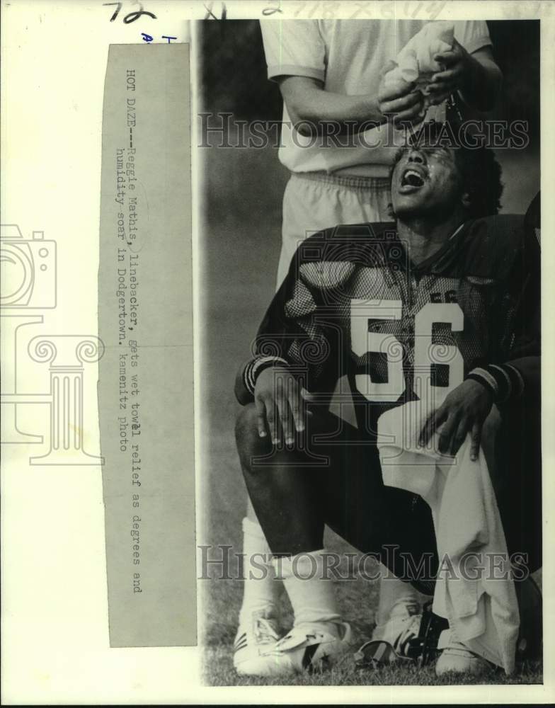 1981 Press Photo Football player Reggie Mathis in Dodgertown - nos22412 - Historic Images