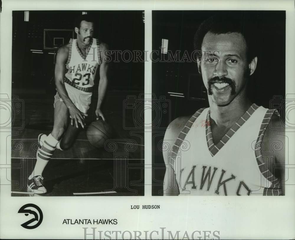 1975 Press Photo Two photos of Atlanta Hawks basketball player Lou Hudson- Historic Images