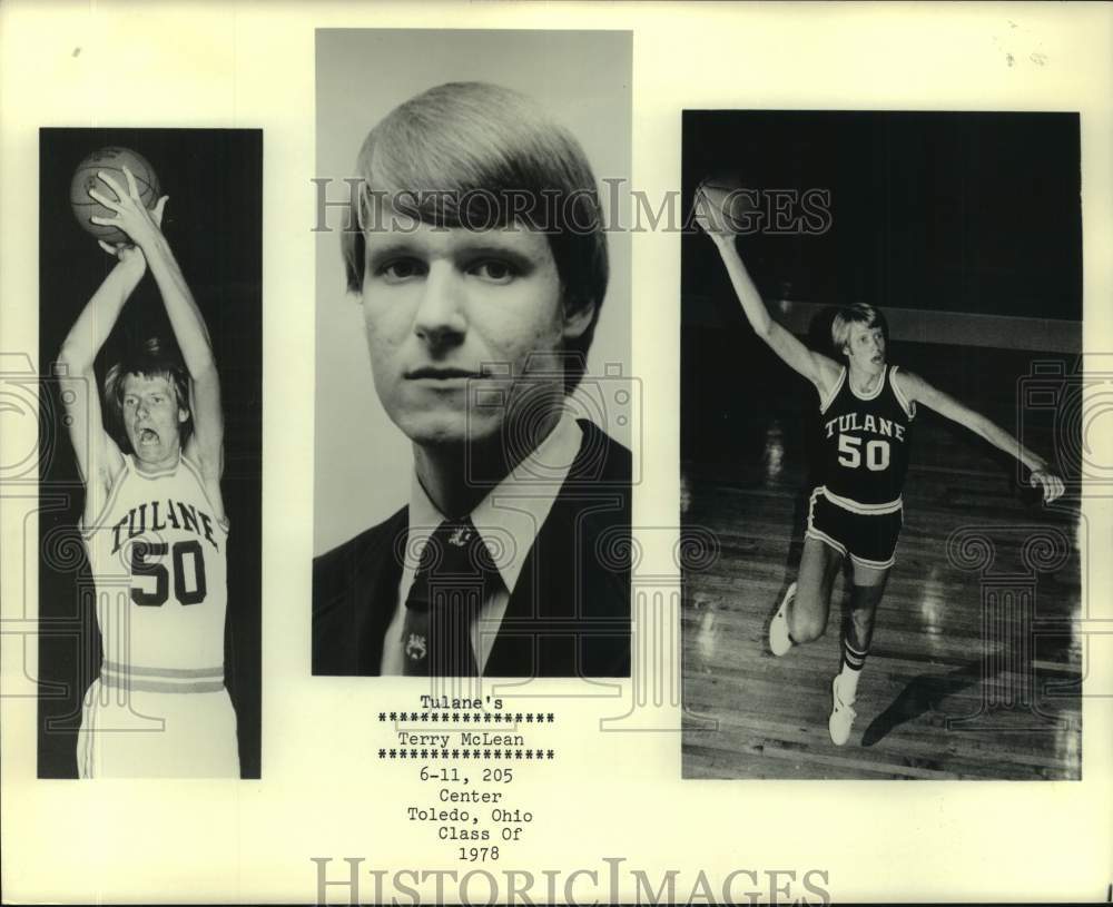 1977 Press Photo Three photos of Tulane basketball player Terry McLean - Historic Images