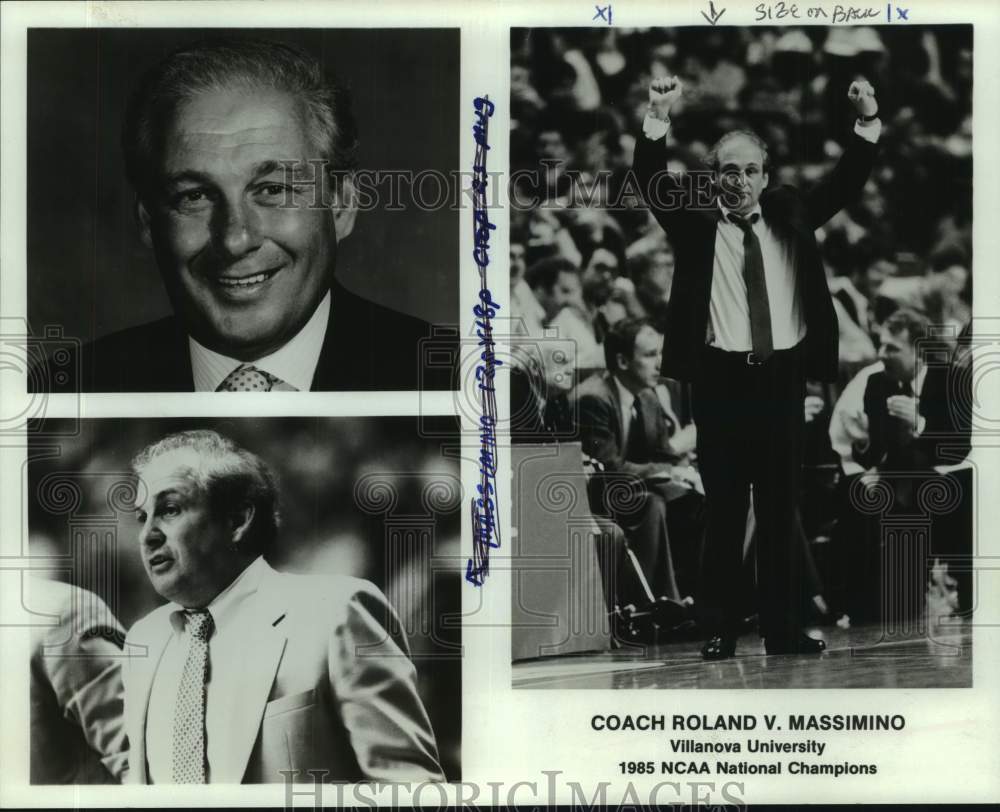 1985 Press Photo Villanova college basketball Roland V. Massimino - Historic Images