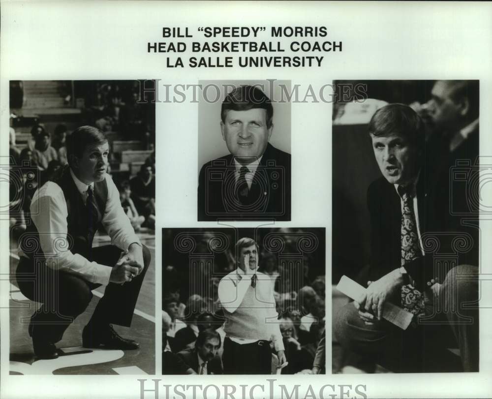 1990 Press Photo Four photos of LaSalle University basketball coach Bill Morris - Historic Images