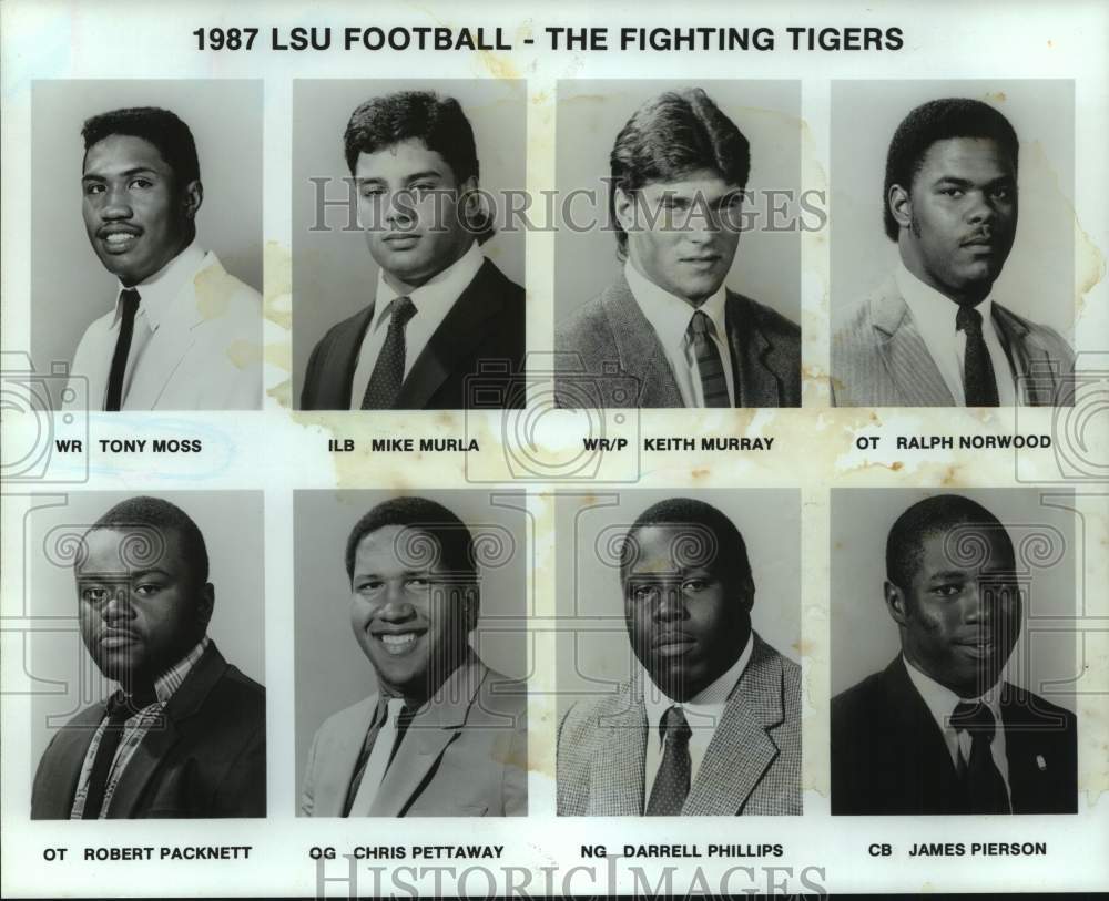 1987 Press Photo Louisiana State University football players pres photo for 1987 - Historic Images