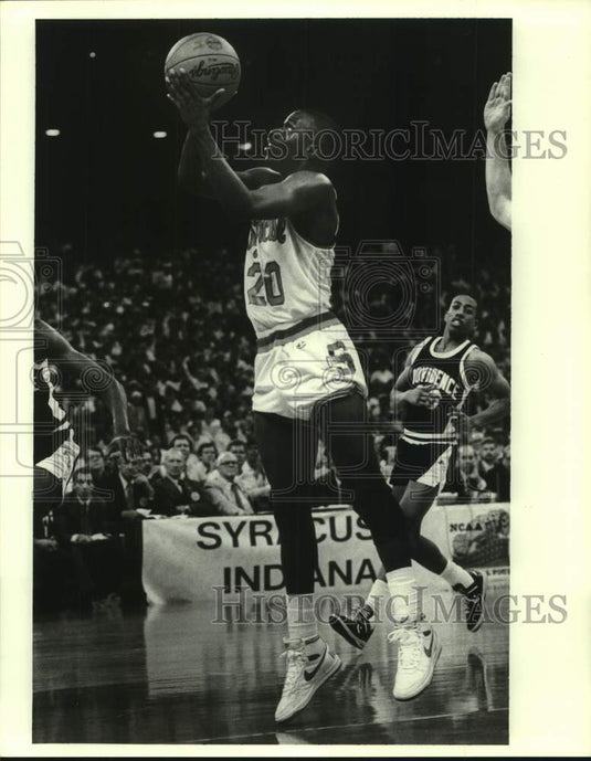 1987 Press Photo Syracuse college basketball player Sherman Douglas - nos24751- Historic Images