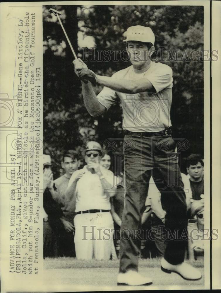 1971 Press Photo Golf - Gene Littler Whistles on Birdie at Monsanto Open - Historic Images