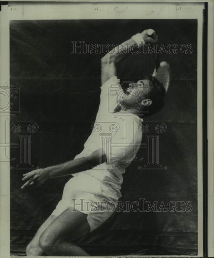 1967 Tennis player John Newcombe leans back for a high ball in NY - Historic Images