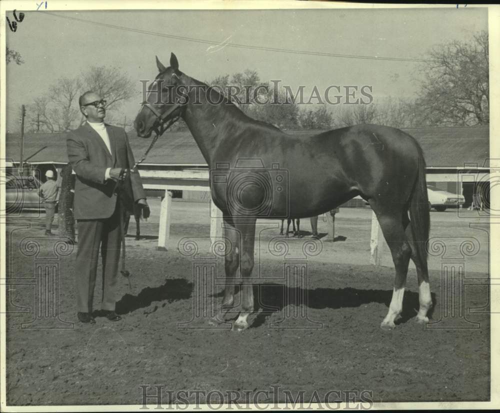 1968 Press Photo Racehorse Queen To Market with owner-breeder W.W. Rodgers - Historic Images