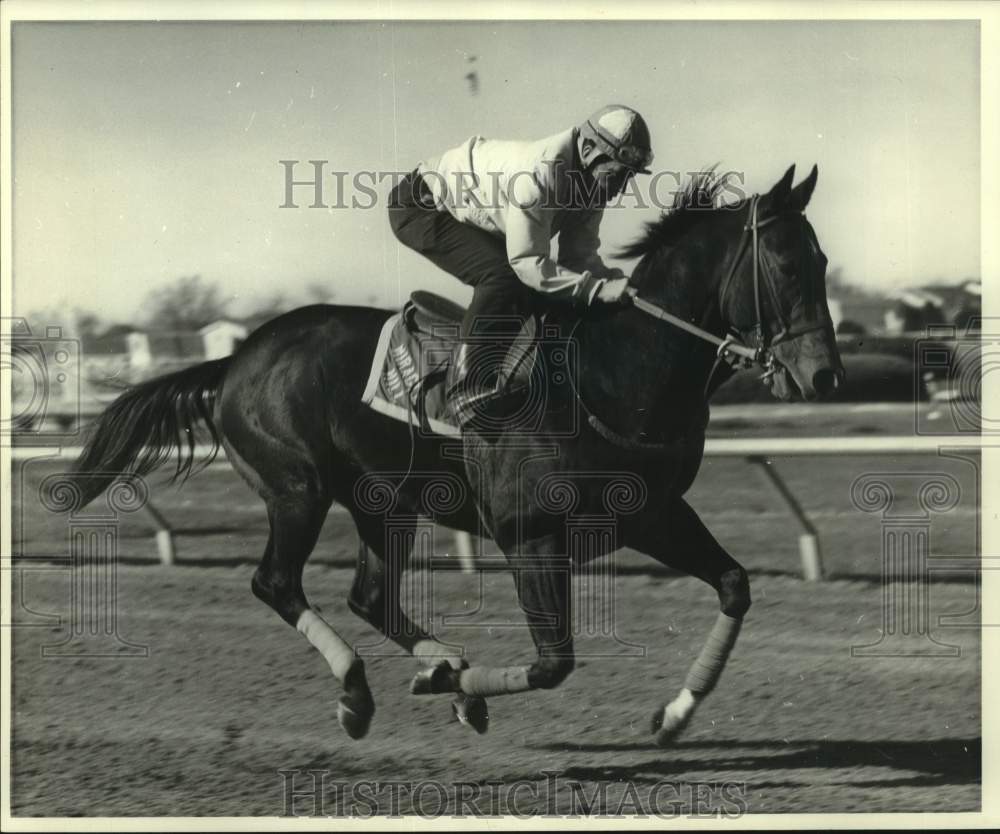 1970 Press Photo Jockey Welsy Ashcroft rides race horse Miracle Hill at track- Historic Images