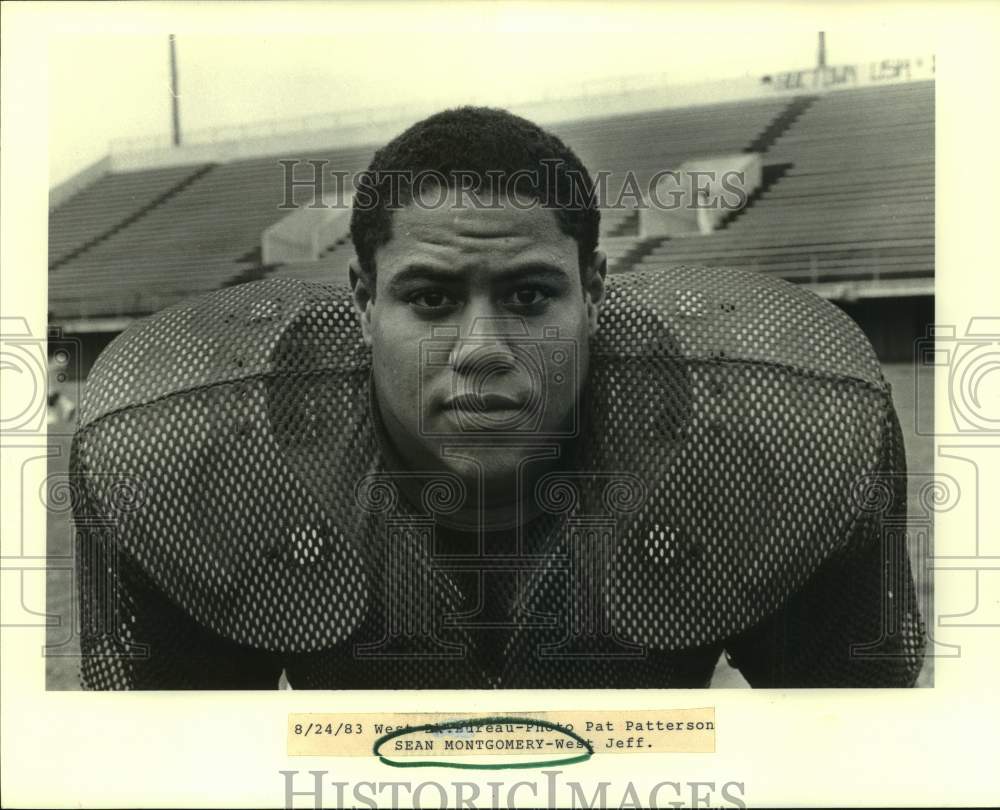 1983 Press Photo West Jefferson football player Sean Montgomery poses for photo- Historic Images