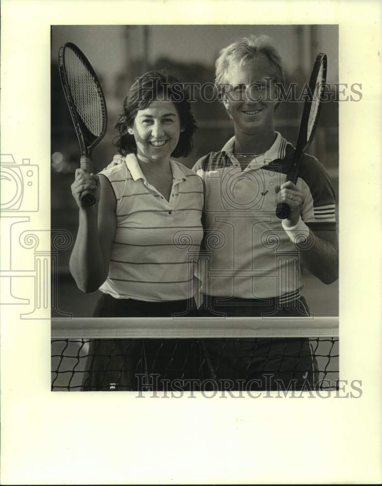 1986 Press Photo Tennis players Richard and Kathy Olsen, husband and wife - Historic Images