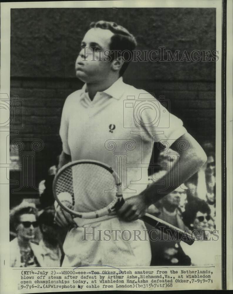 1968 Press Photo Tennis player Tom Okker at Wimbledon - nos26177 - Historic Images