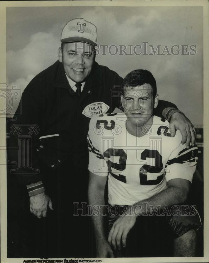 1963 Press Photo Tulane University coach Tommy O&#39;Boyle &amp; player Tommy O&#39;Boyle - Historic Images