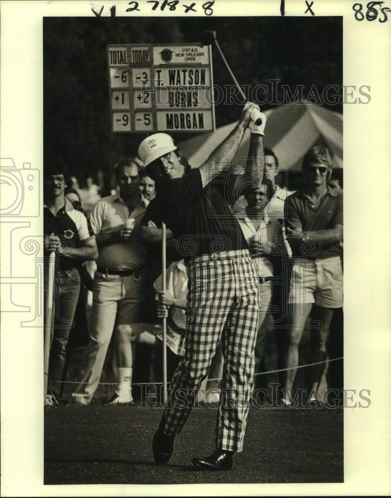 1981 Press Photo Golfer Gil Moran watches his tee shot at USF&amp;G in New Orleans- Historic Images