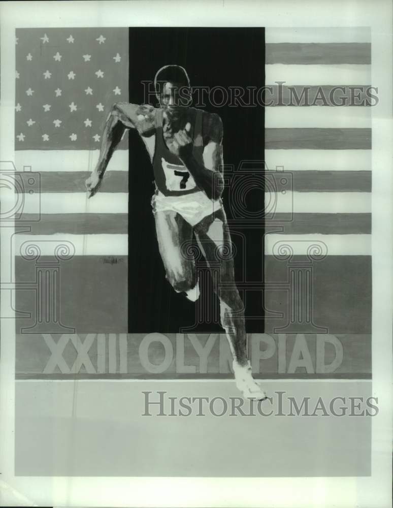 1984 Press Photo Artwork &quot;The Sprinter&quot; for the 1984 Summer Olympics in LA - Historic Images