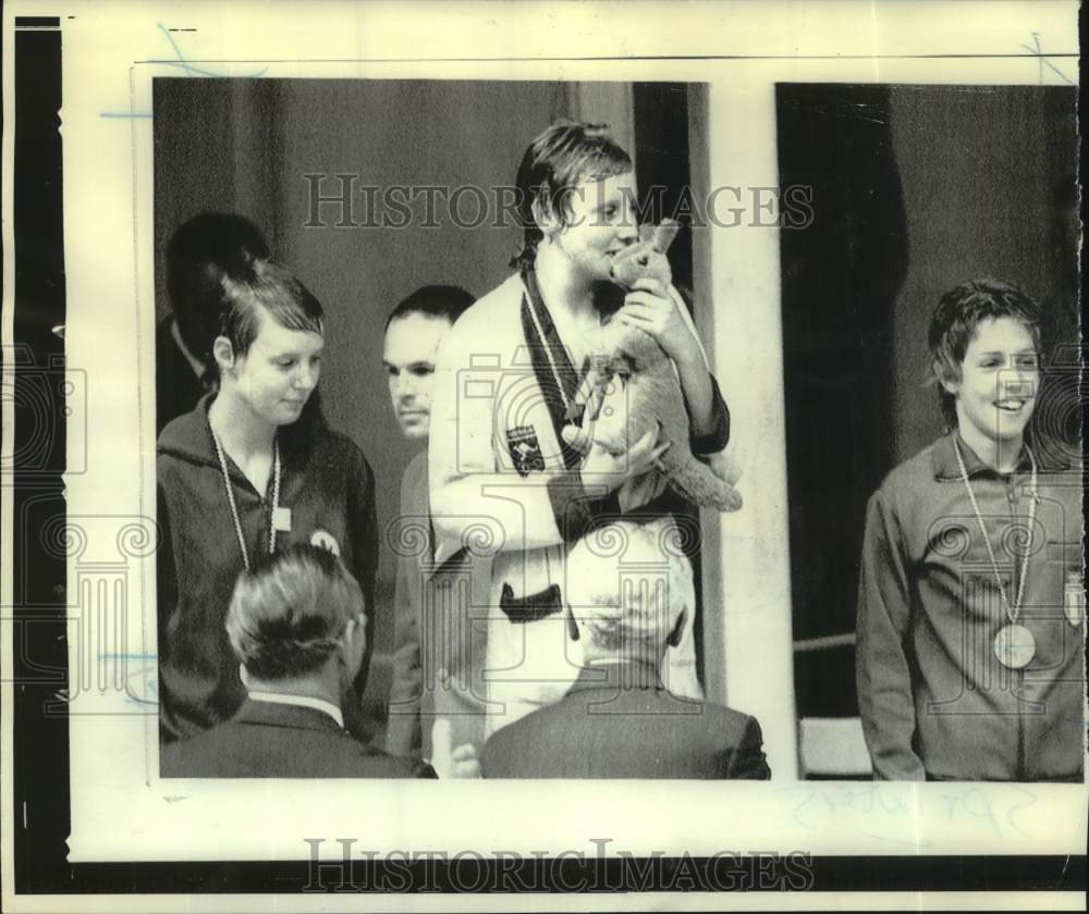 1972 Press Photo Olympic medal swimmers in Munich, West Germany - nos26751- Historic Images