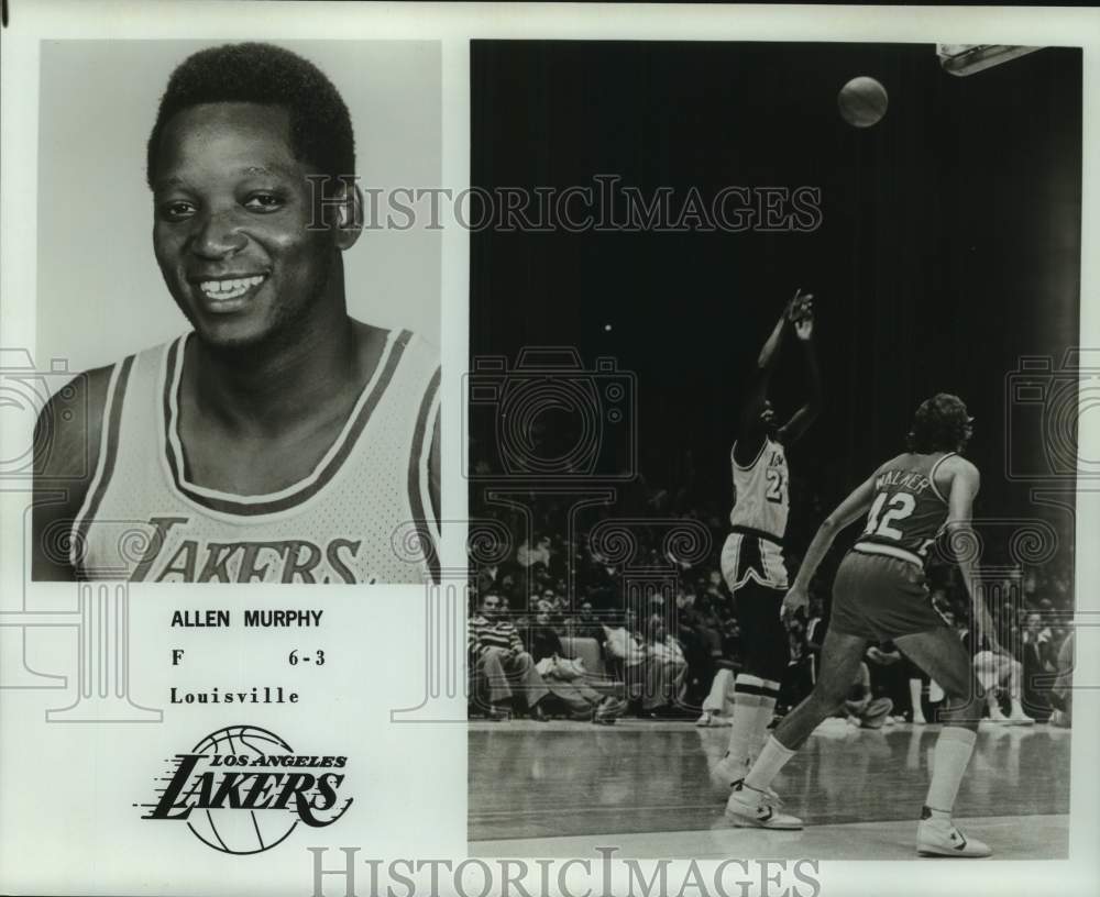 1977 Press Photo 2 photos of Los Angeles Lakers basketball forward Allen Murphy- Historic Images