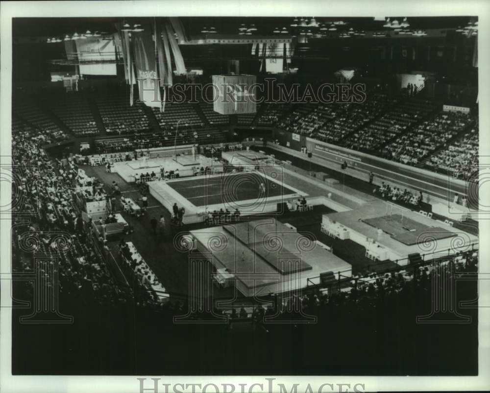 1984 Press Photo UCLA Pauley Pavilion, gymnastics venue for Summer Olympics- Historic Images