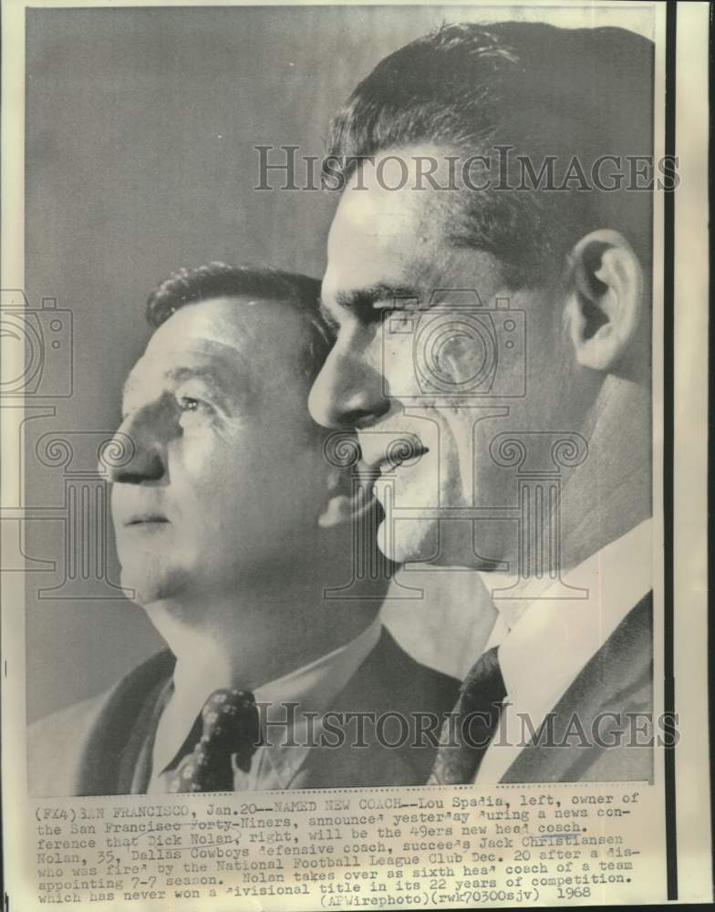 1968 Press Photo San Francisco 49er football owner Lou Spadia &amp; coach Dick Nolan - Historic Images