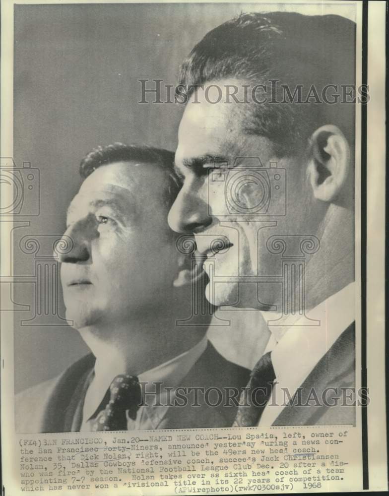 1968 Press Photo San Francisco 49er football owner Lou Spadia & coach Dick Nolan - Historic Images