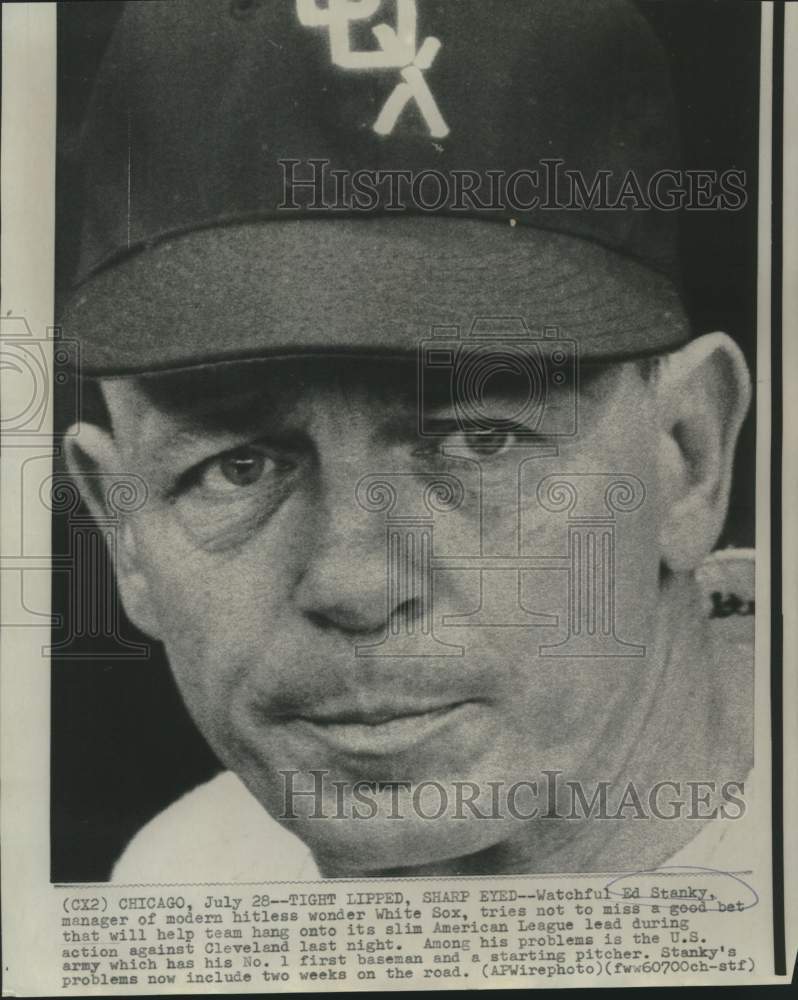 1967 Press Photo Close-up photo of Chicago White Sox manager Ed Stanky - Historic Images