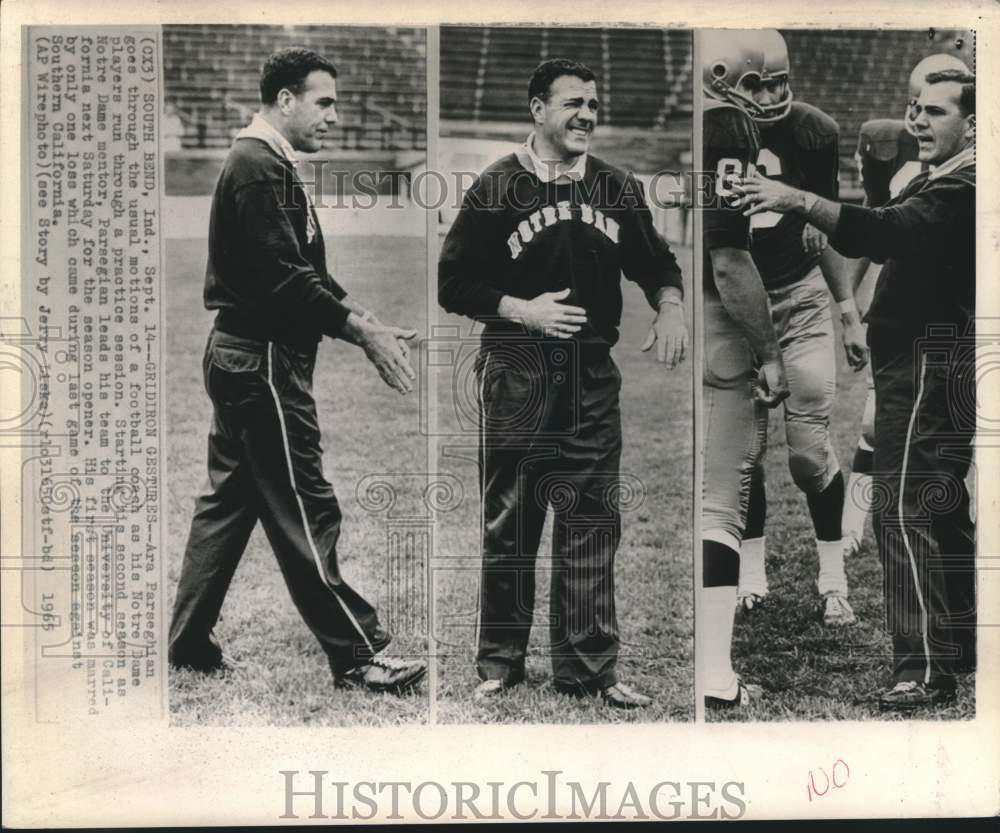 1965 Press Photo Notre Dame college football coach Ara Parseghian - nos28232- Historic Images