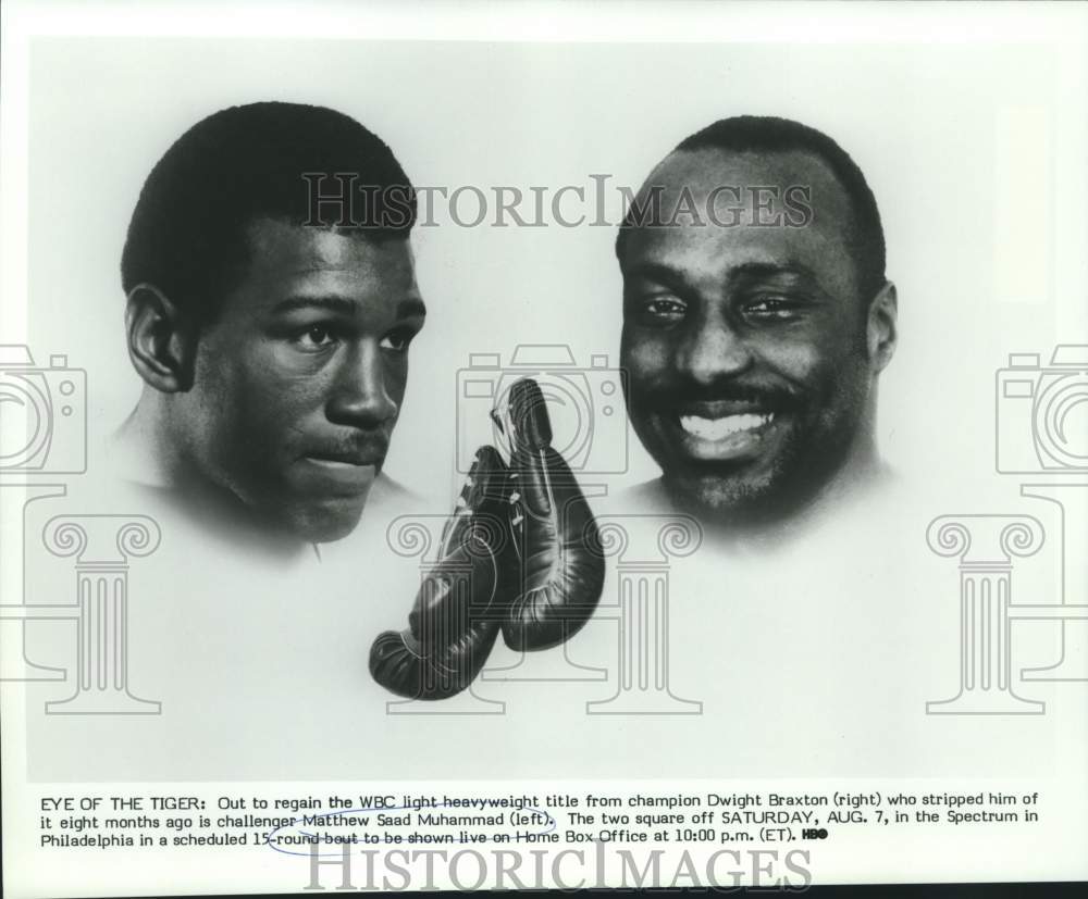 1982 Press Photo Head shots of boxers Matthew Saad Muhammad &amp; Dwight Braxton - Historic Images