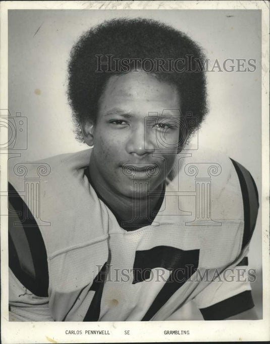 1977 Press Photo Grambling University football player Carlos Pennywell- Historic Images
