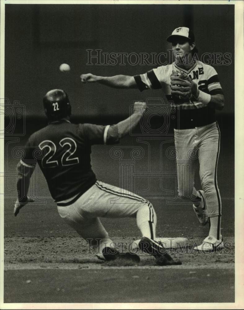 1984 Press Photo Tulane college baseball player Billy Rapp and Mark Higgins - Historic Images