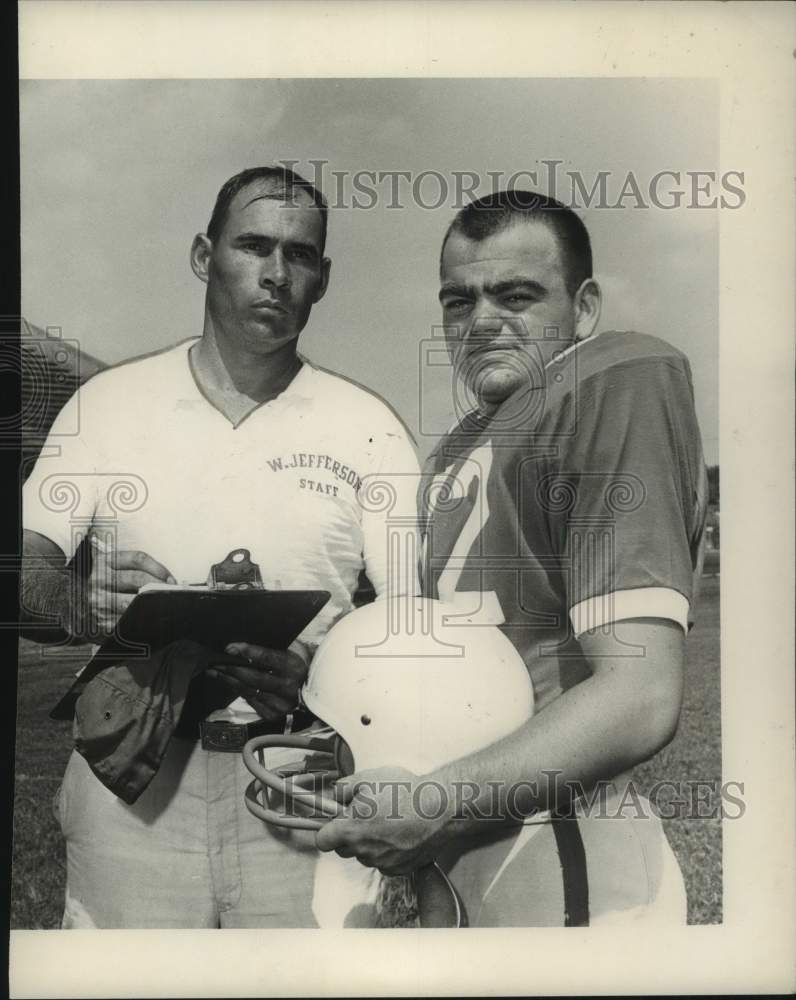 1967 Press Photo West Jefferson football Dick Preis with player T Alario - Historic Images