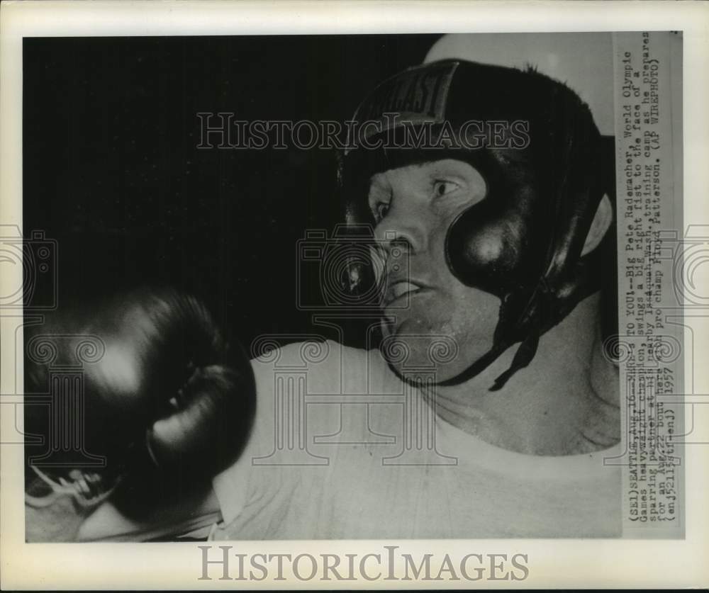 1957 Press Photo Boxer Pete Rademacher trains in Seattle, Washington - nos29942 - Historic Images