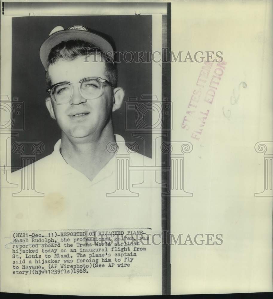 1968 Press Photo Golfer Mason Rudolph - nos30700- Historic Images