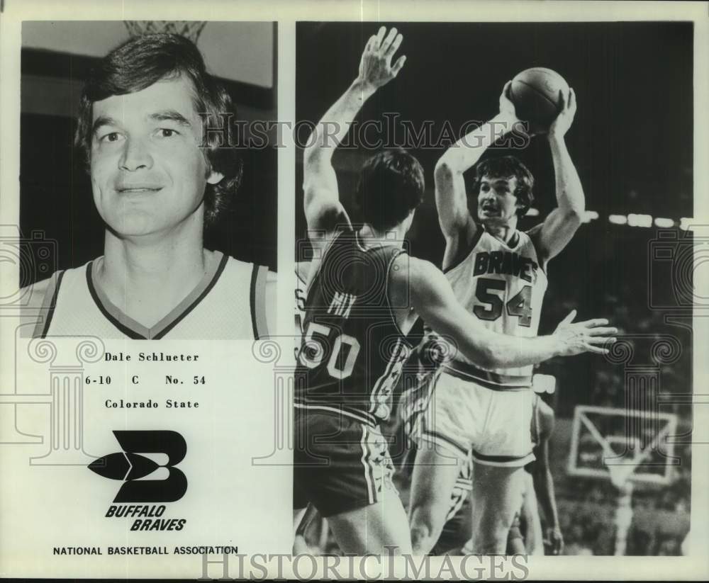 1977 Press Photo Two photos of Buffalo Braves basketball player Dale Schlueter - Historic Images