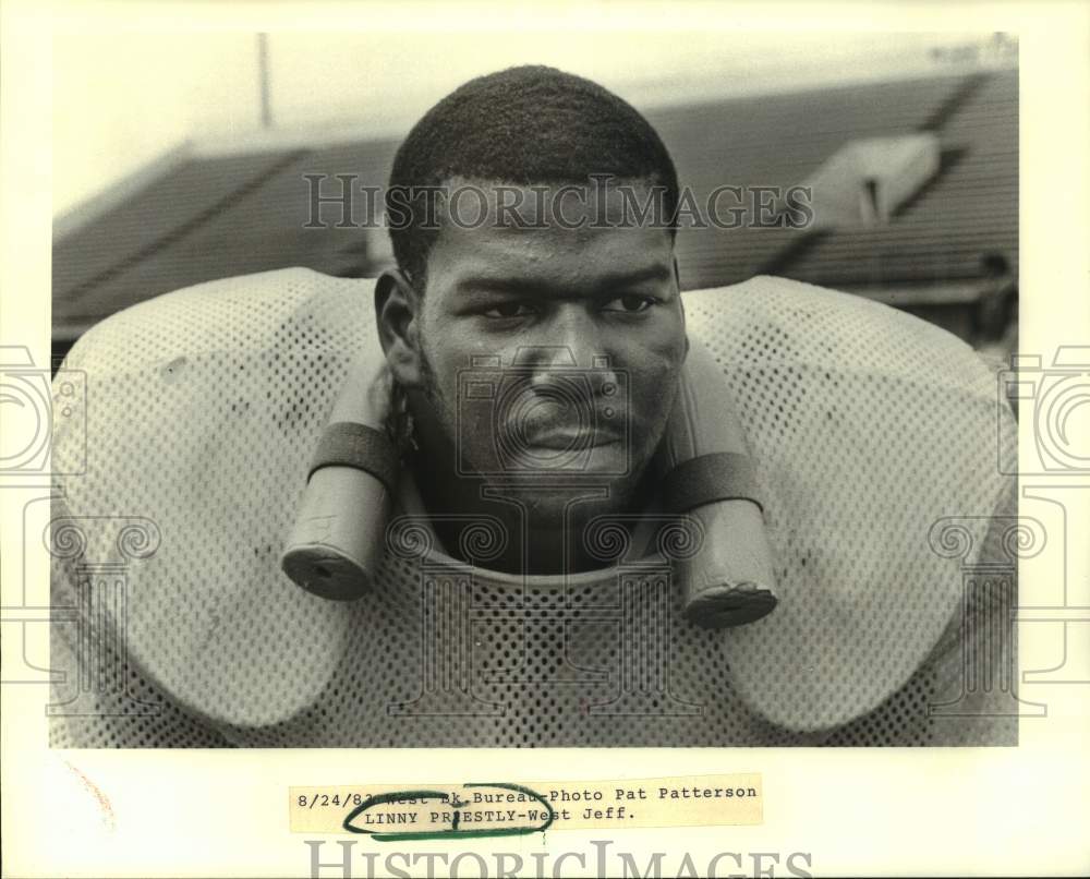 1983 Press Photo Close-up of West Jefferson football player Linny Priestly- Historic Images