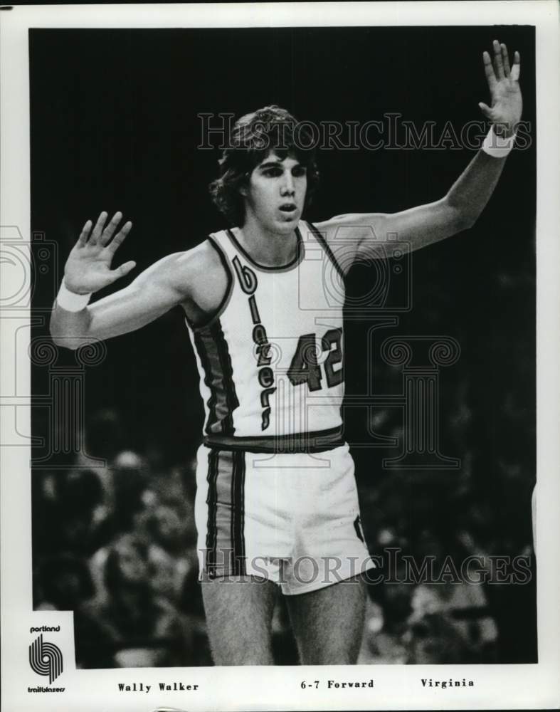 1977 Press Photo Wally Walker, Portland Trailblazers 6-7 Forward from Virginia - Historic Images