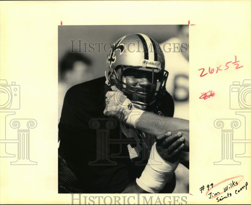1990 Press Photo Jim Wilks, #99 at New Orleans Saints Football Camp - nos32330 - Historic Images
