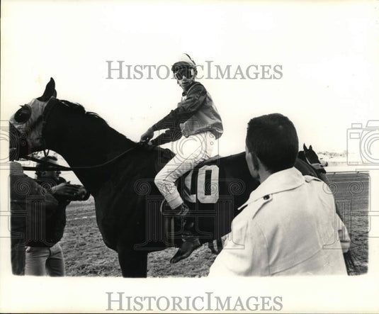 1973 Press Photo Fairgrounds Jockey Keith Wirth & Dad Fred Wirth, The Trainer- Historic Images