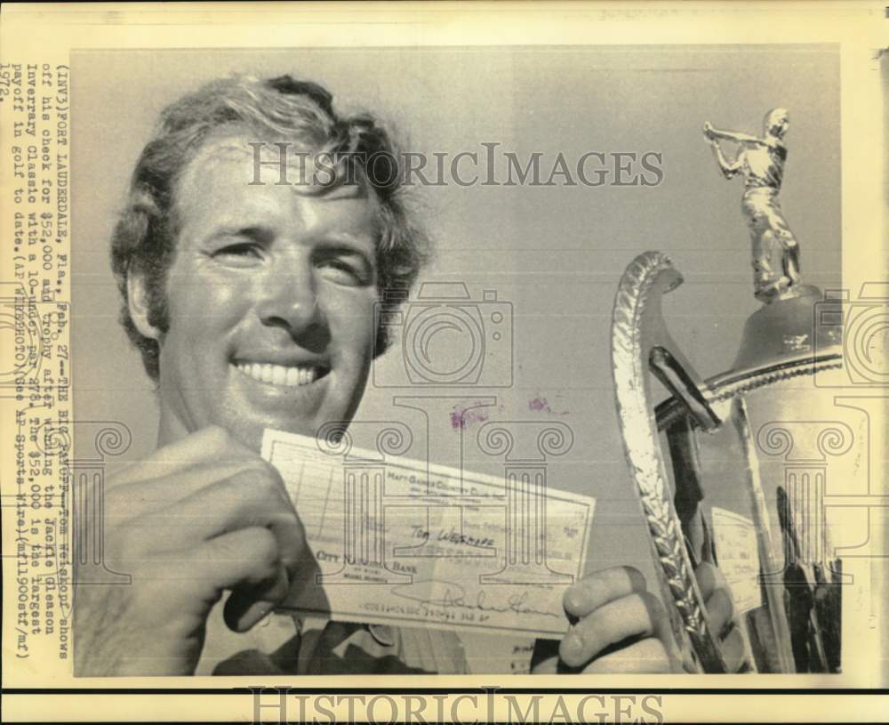 1972 Press Photo Golfer Tom Weiskopf Winning Jackie Gleason Inverrary Classic - Historic Images