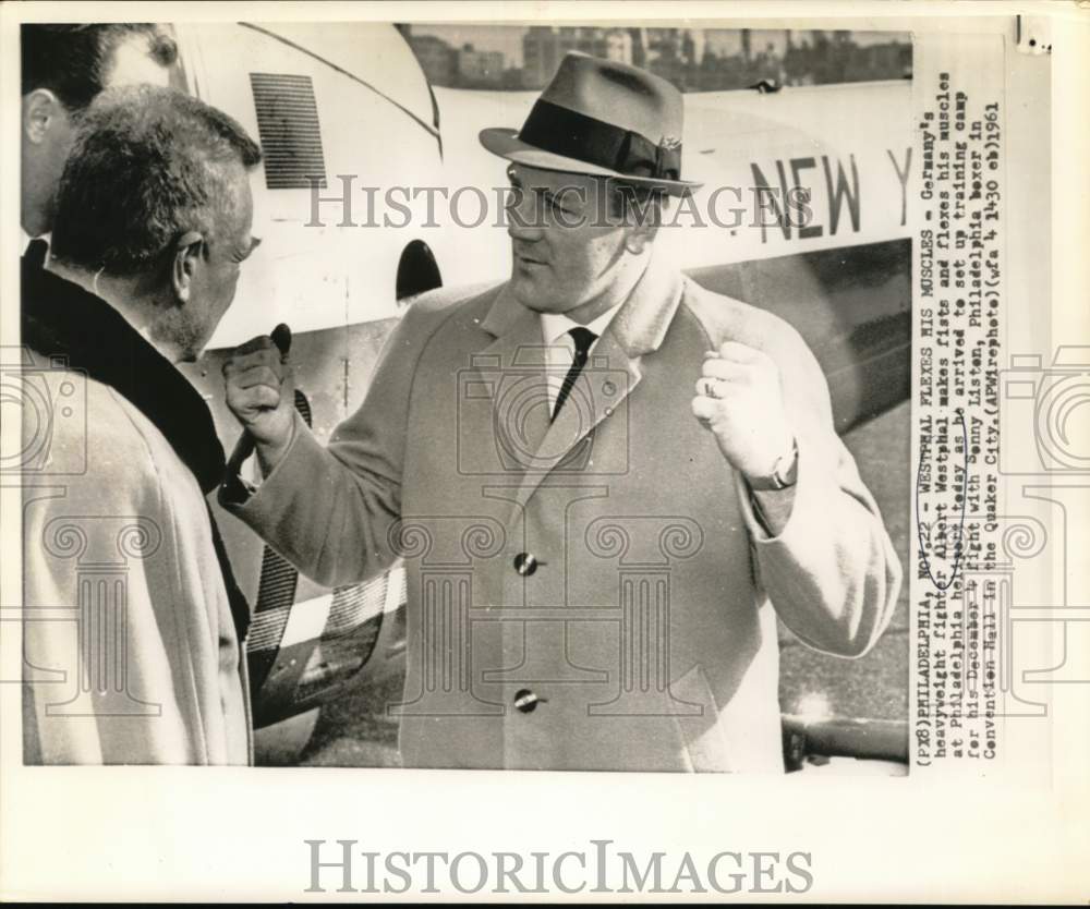 1961 Press Photo Boxer Albert Westphal at Philadelphia Heliport - nos32697 - Historic Images