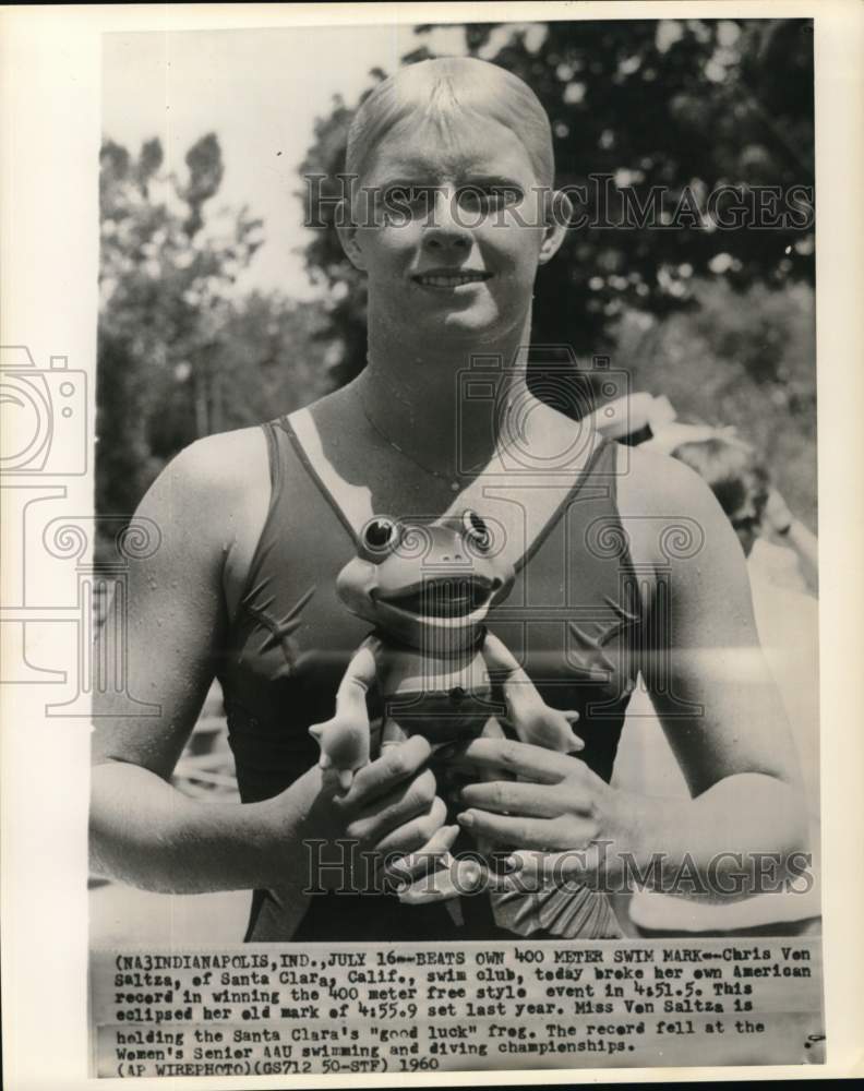 1960 Press Photo Chris von Saltza at Senior AAU Swimming and Diving Championship - Historic Images