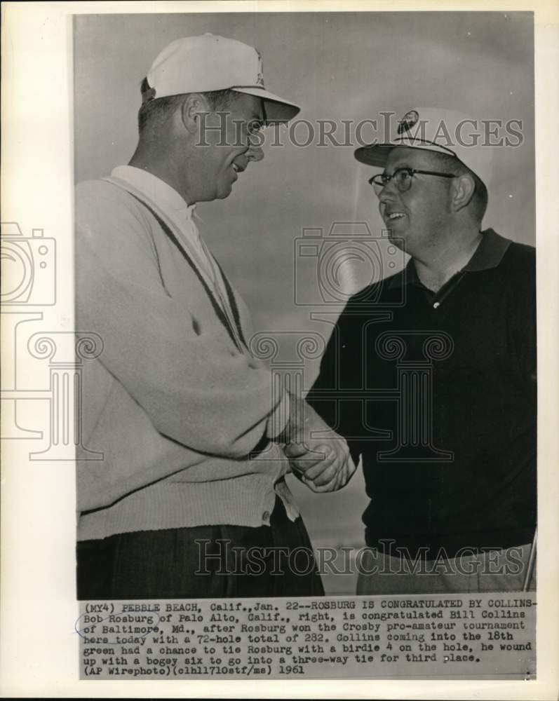 1961 Press Photo Bob Rosburg, Bill Collins at Crosby Pro-Amateur Tournament- Historic Images