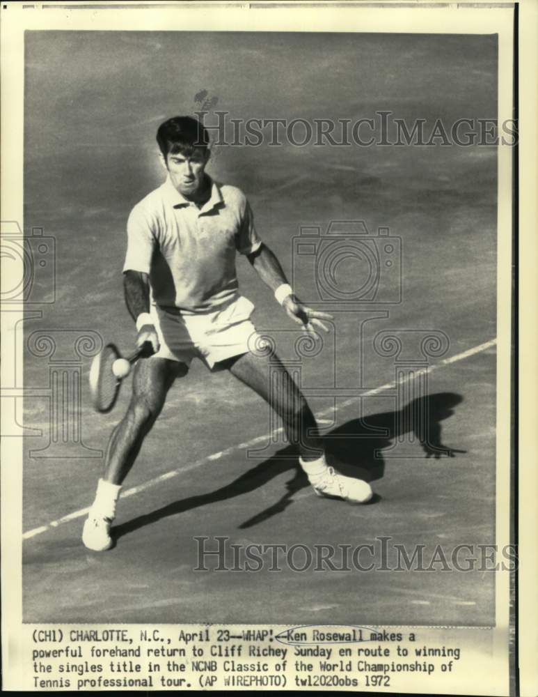 1972 Press Photo Ken Rosewall at NCNB Classic of World Championship Tennis Tour - Historic Images