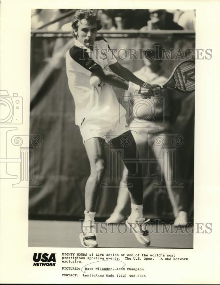 1989 Press Photo Mats Wilander at U.S. Open Tennis Match - nos33754- Historic Images