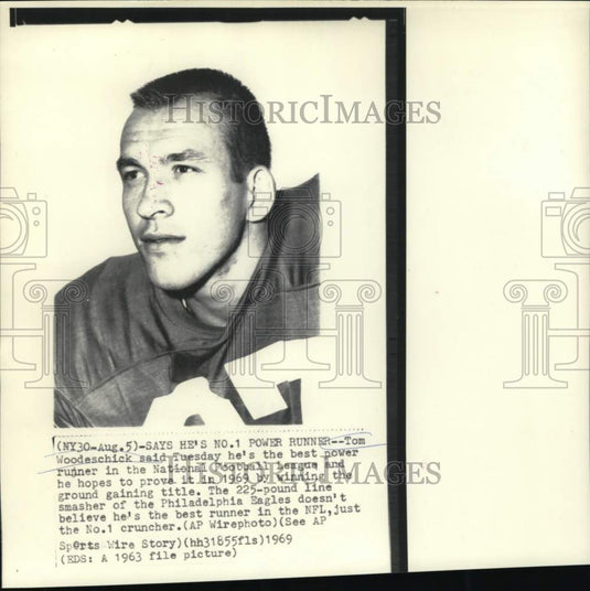 1963 Press Photo Tom Woodeschick of Philadelphia Eagles Football Team- Historic Images