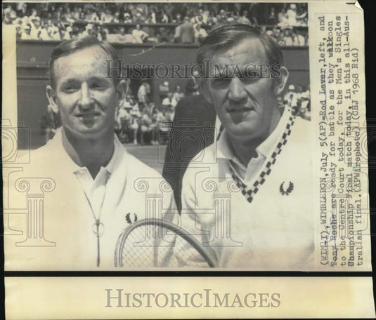 1968 Press Photo Rod Laver and Tony Roche at Wimbledon Men's Singles Final Match- Historic Images