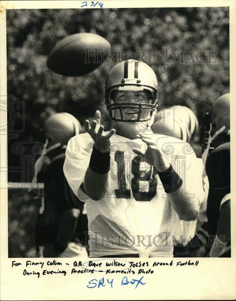 1982 Press Photo Dave Wilson, New Orleans Saints Quarterback at Practice - Historic Images