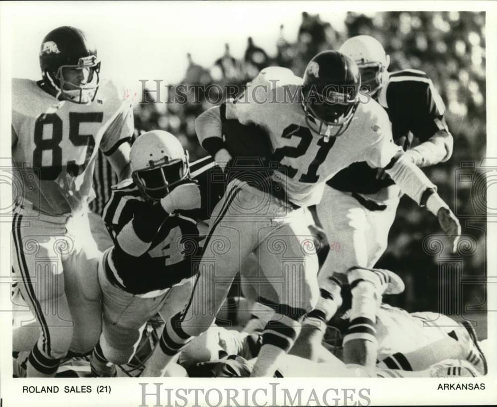 1980 Press Photo Roland Sales (21), Arkansas Football Player - nos34558 - Historic Images